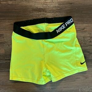 Nike Pro Yellow Athletic Shorts